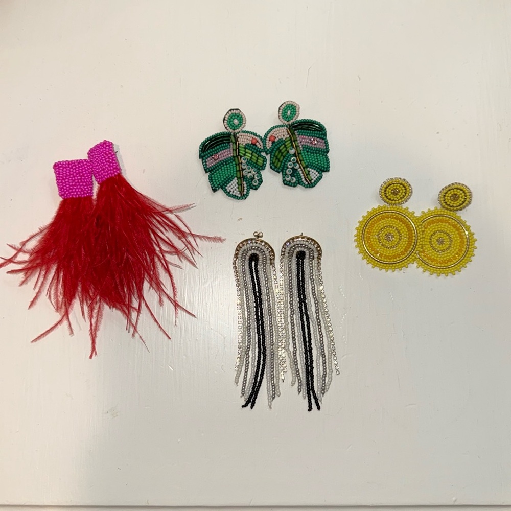 Colorful Beaded Earrings Set of 4